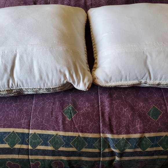 Custom 18 x 18 White - Gold and Silver striped accent pillow set - Picture 2 of 2